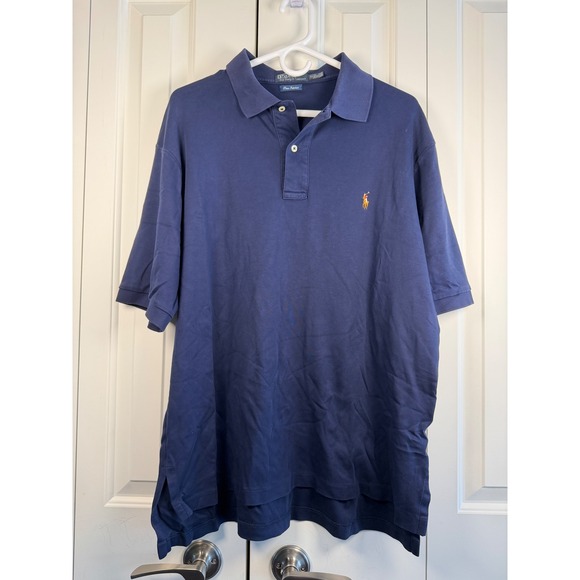 Polo by Ralph Lauren Other - Polo Ralph Lauren Mens LT Tall Pima Interlock Polo Shirt Navy Blue Short Sleeve